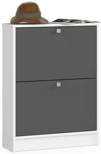 2 krídlový botník 60 cm, biely / sivý