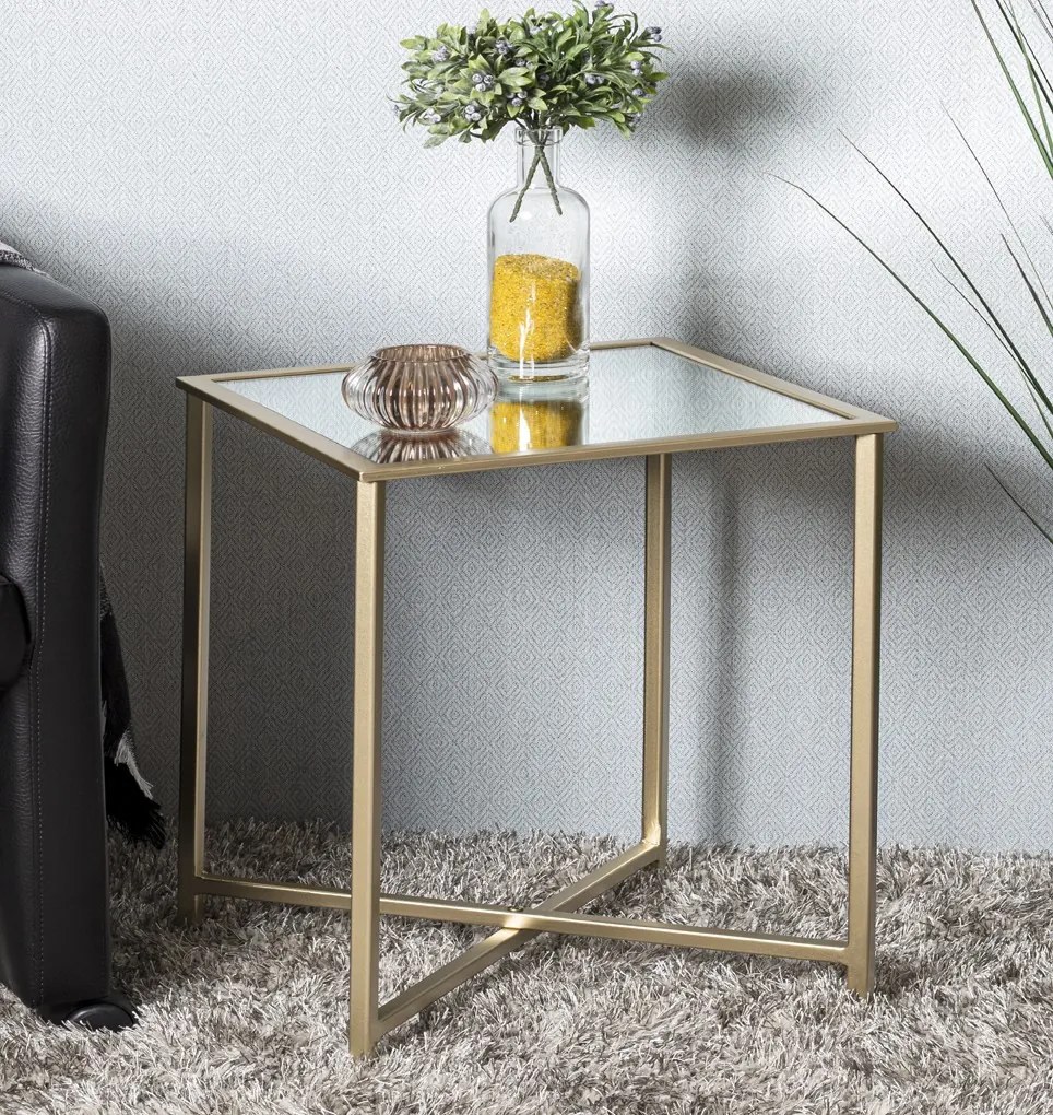 Štvorcový konferenčný stolík Lagos 60x60 cm, zlatý