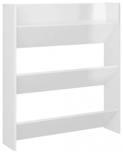 vidaXL Nástenná skrinka na topánky lesklá biela 80x18x90 cm drevotrieska-