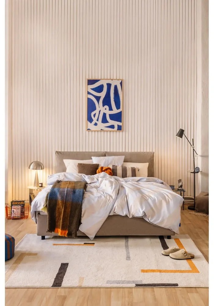 Čalúnená dvojlôžková posteľ taupe s úložným priestorom s matracom/s roštom 180x200 cm Myra Pillow – Bonami Selection