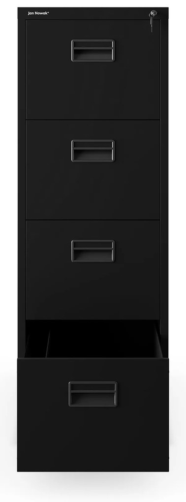 Kovová kartotéka, 4 zásuvky SARA V4, 460 x 1320 x 620 mm, čierna