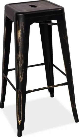 Najlacnejsinabytok LONG kovová barová stolička, čierna kartáčovaná