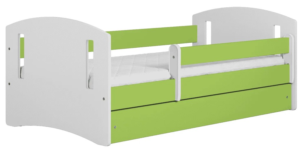 Letoss Detská posteľ CLASSIC 2 - 180/80 Zelená S matracom S uložným priestorom
