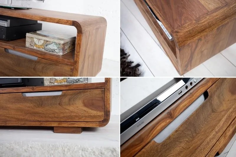 Nemecko - Masívny TV stolík CUBUS 130 cm Sheesham, prírodný