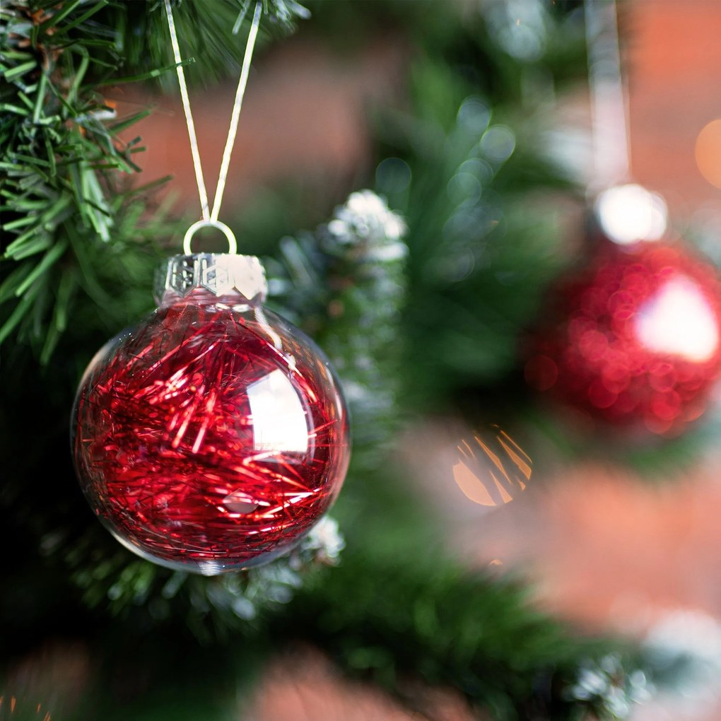 Sada vianočných ozdôb BOMBKI 30 ks mix typov červená