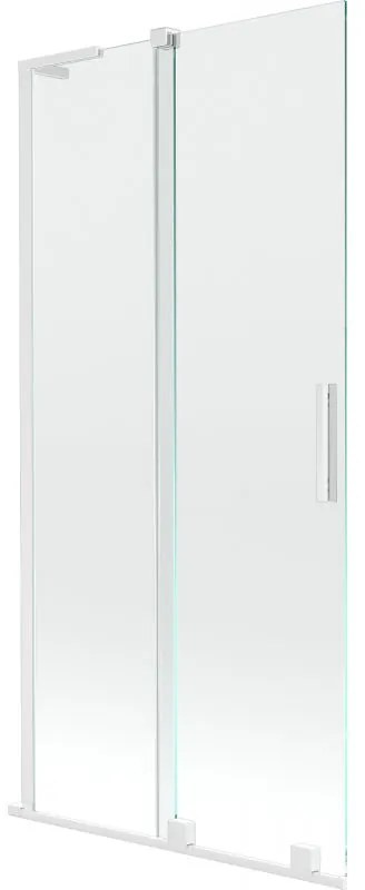 Mexen Velar L, 2-krídlová posuvná vaňová zástena 90 x 150 cm, 8mm číre sklo, biely profil, 896-090-003-01-20