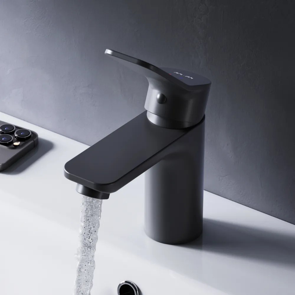 Umývadlová batéria AM.PM X-Joy FXA82122 jednopáková s odtokovým ventilom, čierna