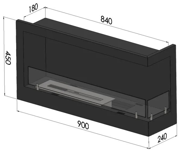 InFire - Rohový BIO krb 45x90 cm 3kW čierna