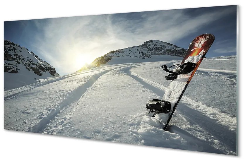 Obraz plexi Doska v snehu horách 125x50 cm
