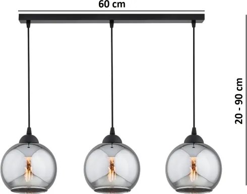 Brilagi - Luster na lankách DIOR 3xE27/60W/230V čierna/dymová sivá