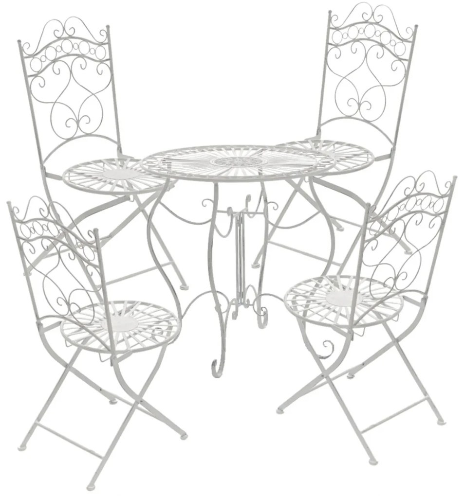 Kovová stolička skladacia Indra (SET 2 ks) - Biela antik