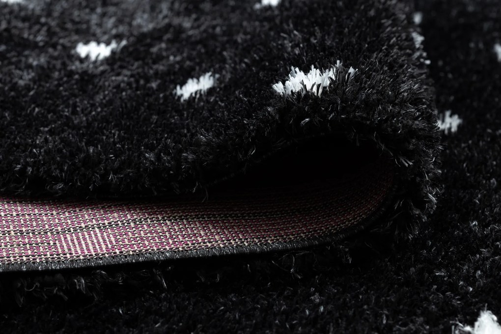 Koberec FLUFFY 2370 shaggy bodky antracit / biely