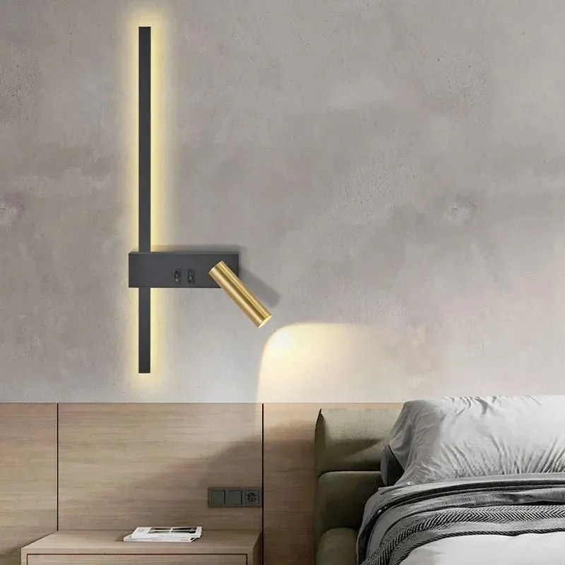 Toolight Toolight, LED nástenné svietidlo 8W, 4000K, APP1439-W RIGHT, čierna-zlatá lesklá, OSW-04777