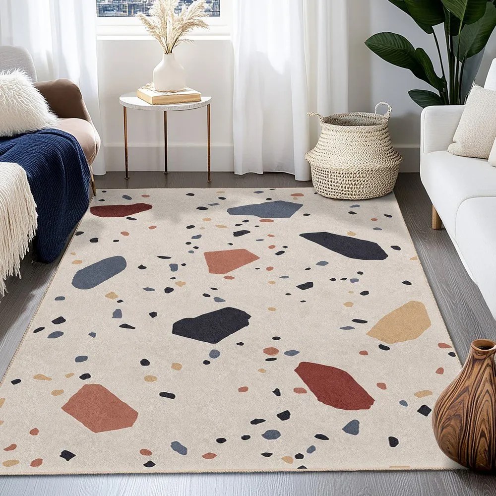 Krémový prateľný koberec 80x150 cm Cracked Terrazzo – Mila Home