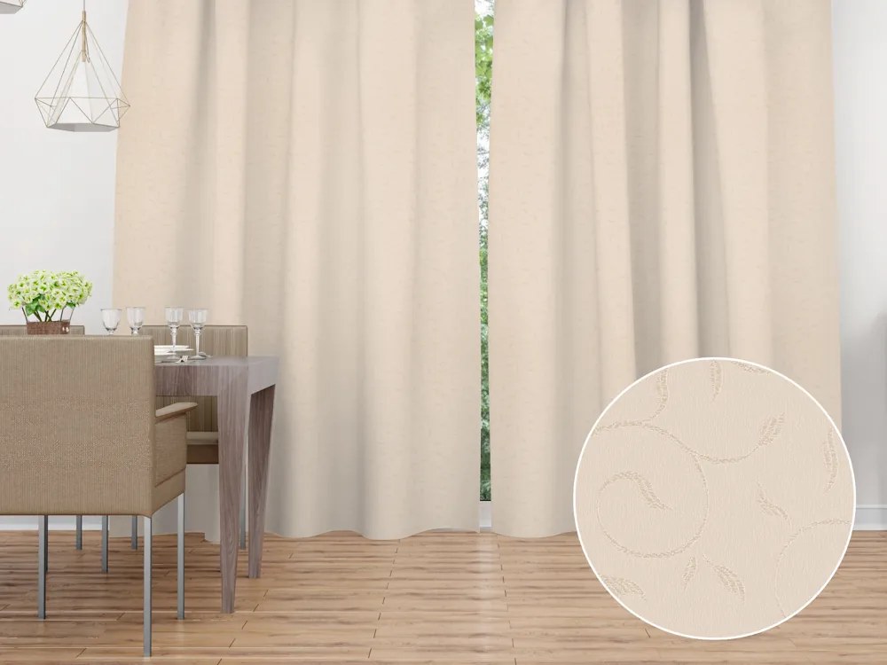 Biante Dekoračný záves TF-025 Popínavé lístky - béžový 150x170 cm