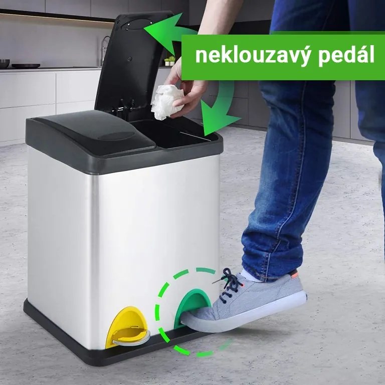 Jago Odpadkový kôš na triedený odpad 16 L, nerezový