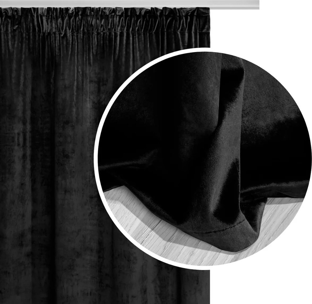 Velúrový záves SOFT VELVET čierny na riasiacu pásku Rozmer: 140x270 cm