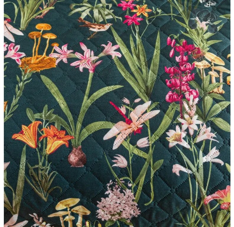 Prehoz na posteľ MYSTIC GARDEN tmavo zelený Rozmer: 170 x 210 cm