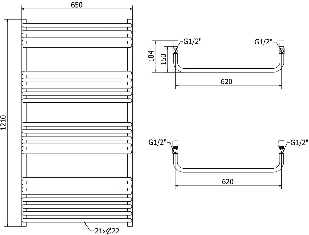 Mexen Apollo, elektrické vykurovacie teleso 1210x650 mm+ vykurovacia tyč 900W, biela, W117-1210-650-2900-20