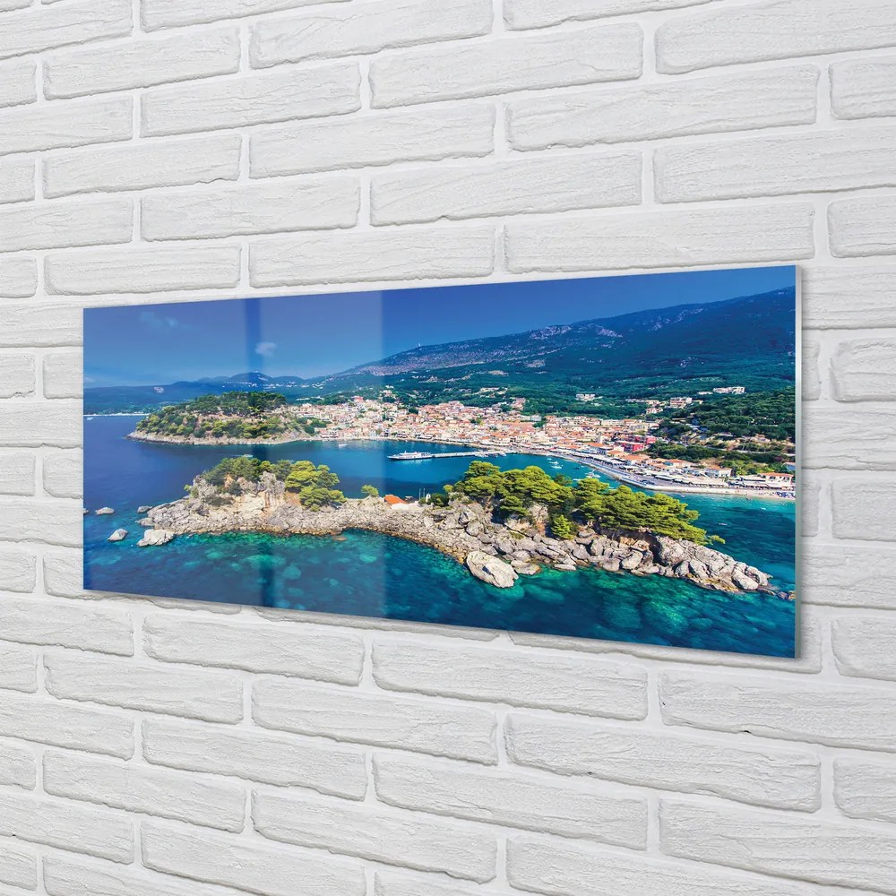 Obraz na akrylátovom skle Grécko panorama more mesto 120x60 cm