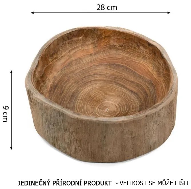 Divero 70707 Dekoratívna guľatá drevená miska