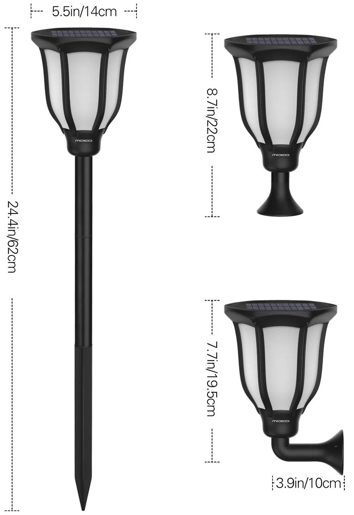 Bezdoteku LEDSolar 168 solárne vonkajšie lampáš lucerna 4 ks, so senzorom, bezdrôtové, IPRO, 1W, teplá            farba