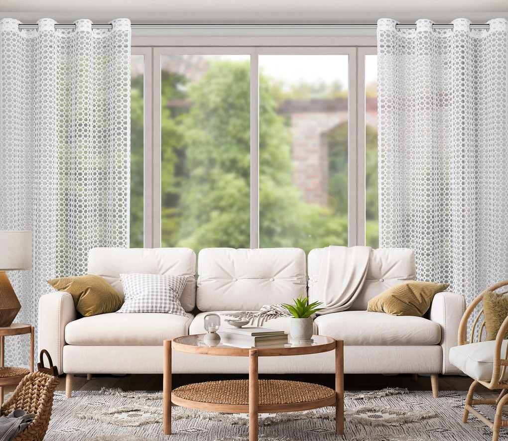 ZÁCLONA NA KRÚŽKOCH CARMEN 140X250 CM BIELA