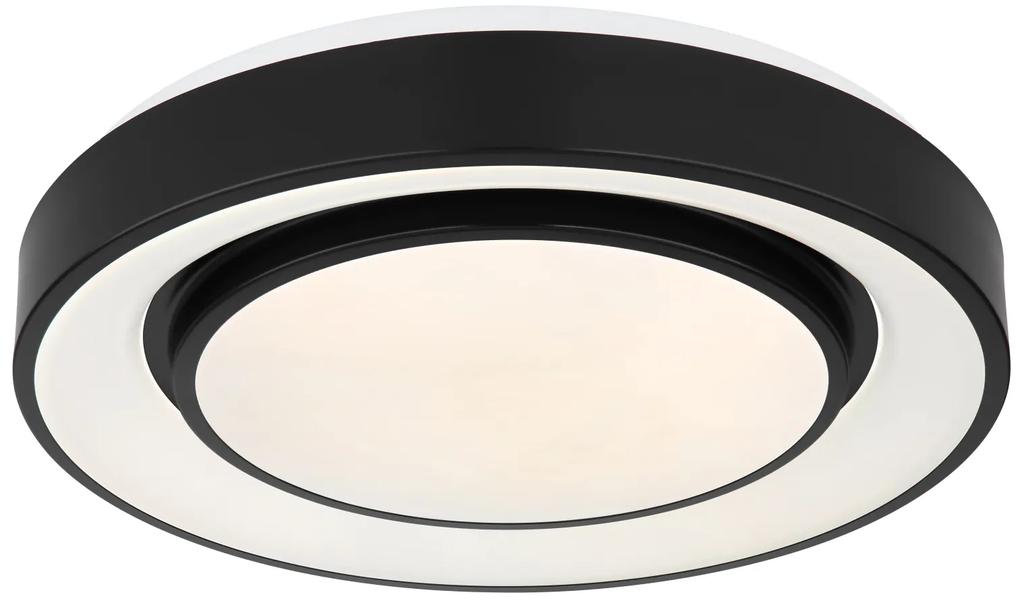 GLOBO Stropné LED svietidlo na diaľkové ovládanie SULLY, 24W, RGB, dúhový efekt, 38cm, okrúhle, čierne
