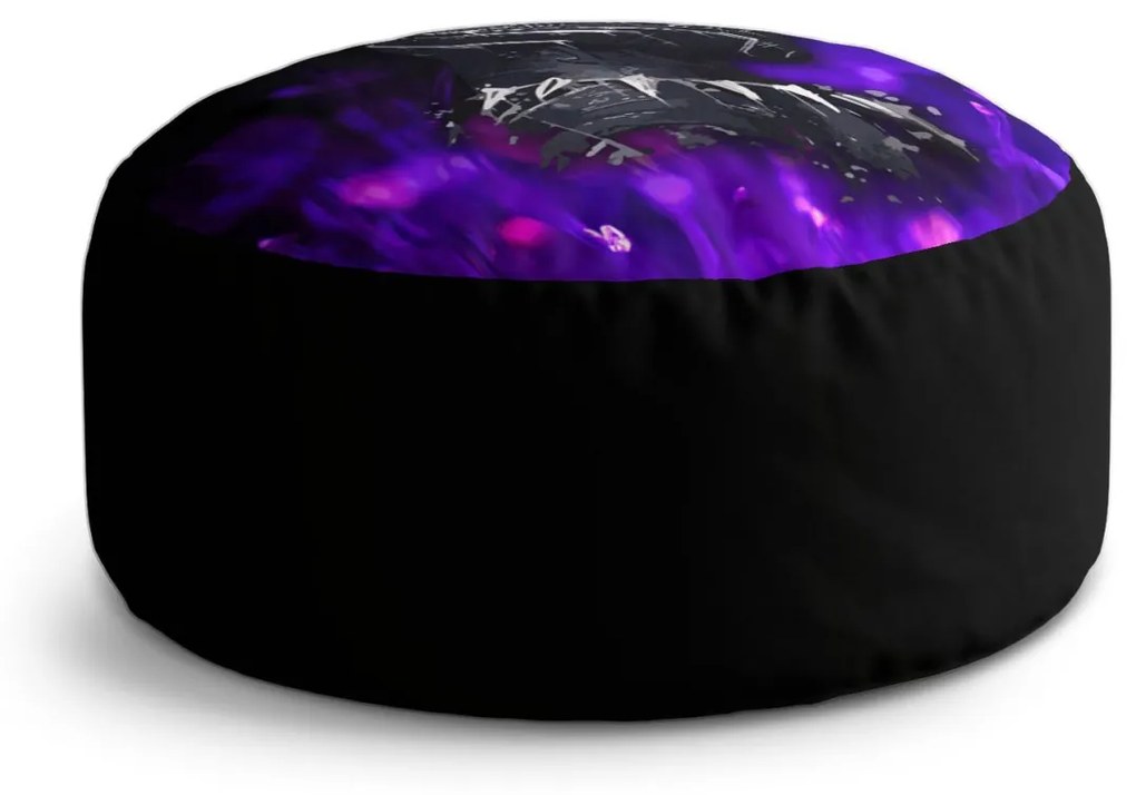 Sablio Taburet Circle BLACK PANTHER Fialová luminiscencia: 38x48 cm