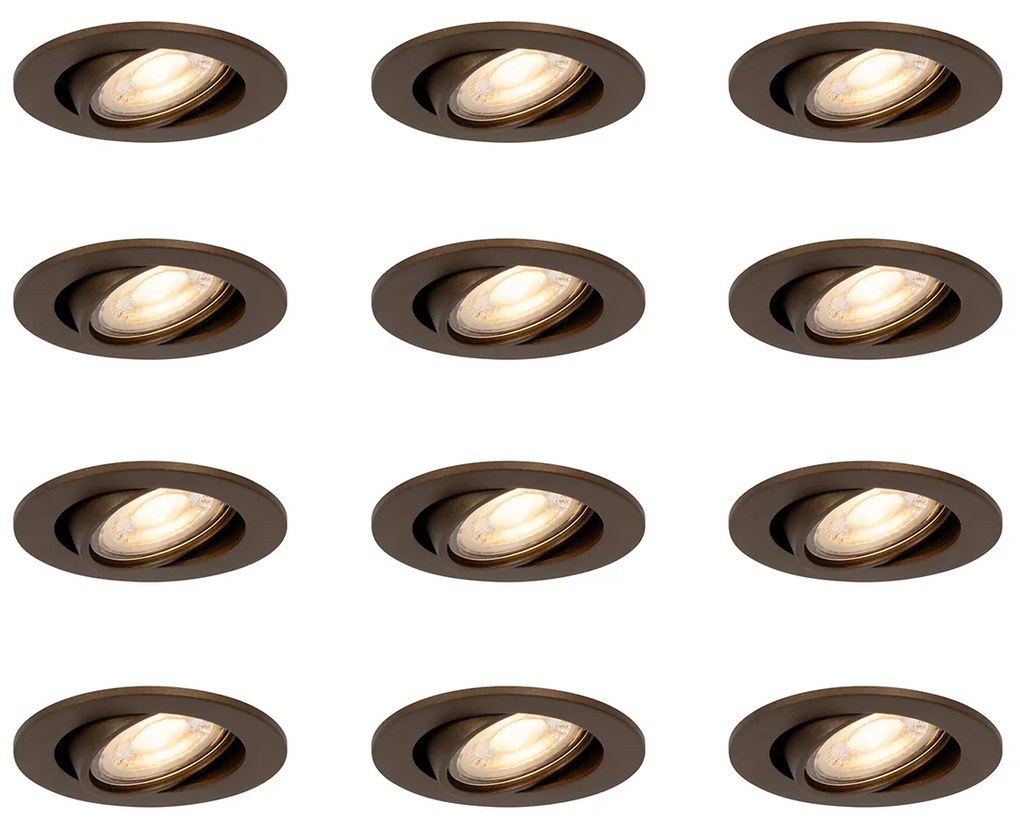 Sada 12 moderných otočných zabudovaných bodových svetiel tmavá bronz - Cisco