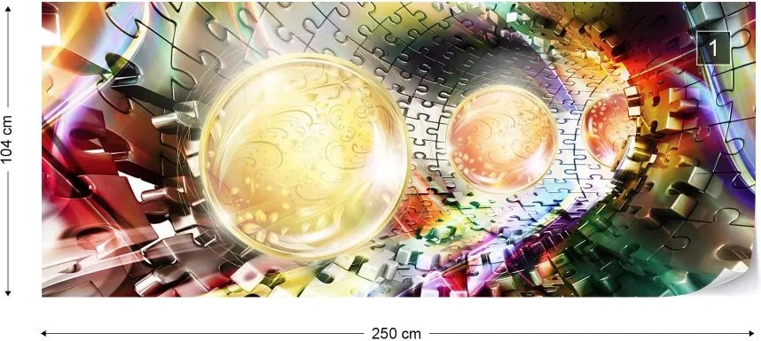 Fototapeta GLIX - 3D Puzzle Tunnel Multicoloured Spheres + lepidlo ZADARMO Vliesová tapeta  - 250x104 cm