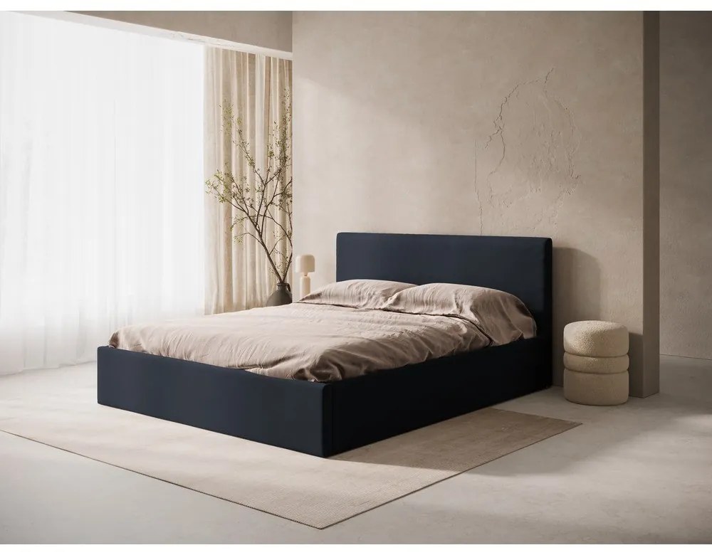Tmavomodré čalúnené čelo postele 150,5x100 cm Remo – Micadoni