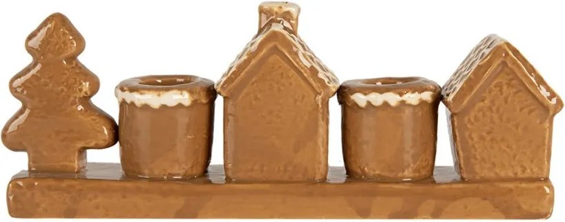 Keramický svietnik perníkovej chalúpky Gingerbread Cott - 21*4*8 cm