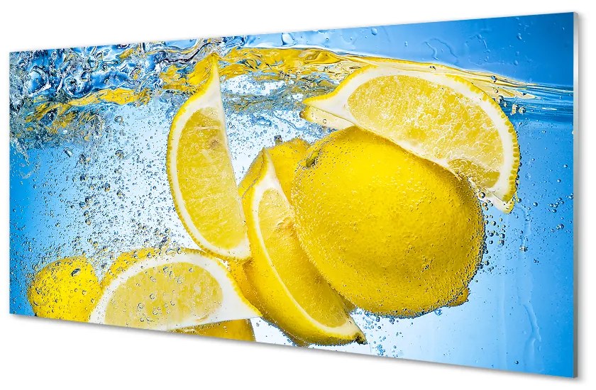 Sklenený obklad do kuchyne Lemon vo vode 125x50 cm