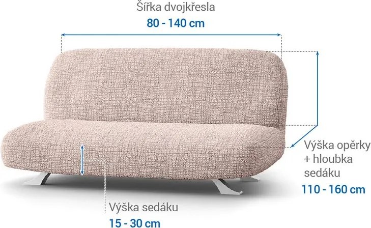 Bielastické poťahy GRAFITI NOVÉ béžové dvojkreslo s drevenými rúčkami (š. 80 - 140 cm)