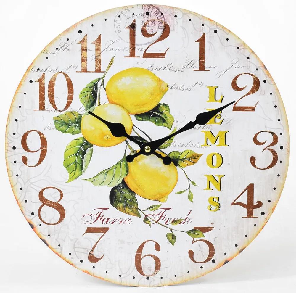Nástenné hodiny, Flor0086, Lemons, 34cm