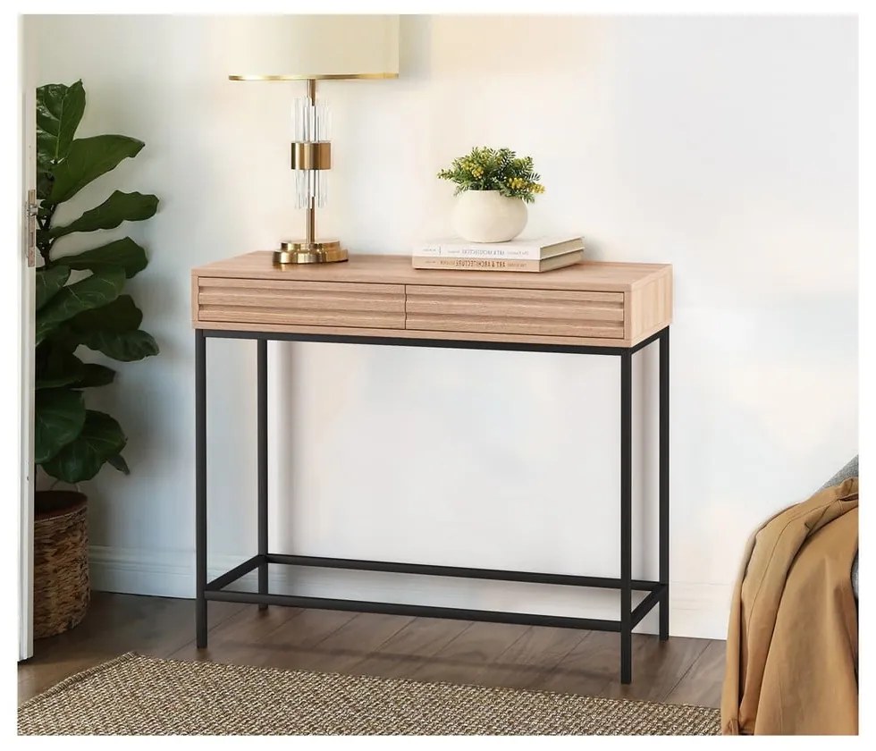 Konzolový stolík s doskou v dubovom dekore v prírodnej farbe 35x90 cm Celine – Støraa