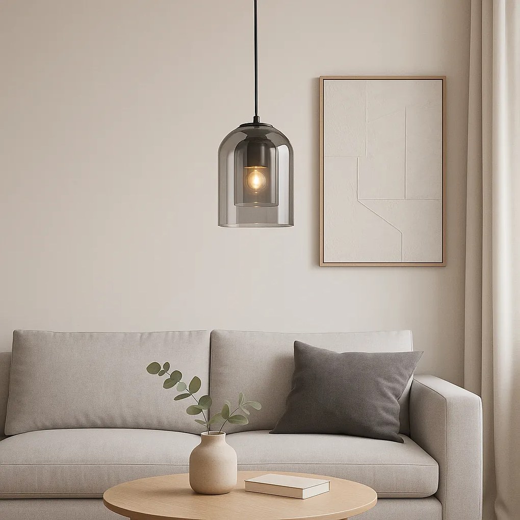Toolight Amber, závesné svietidlo 1xE27 APP1704-1PC, šedá-čierna, OSW-04336