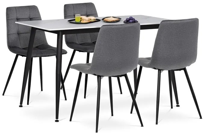 BONTEC Jedálenský set so 4 stoličkami, 130x70x76cm, keramika, mramor, ASE-1038 GREY2 Farba: Šedá