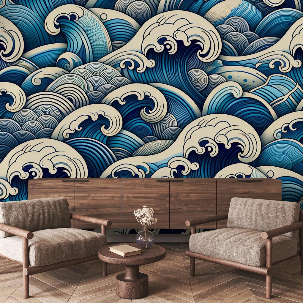 Fototapeta - Modré vlnky (147x102 cm)