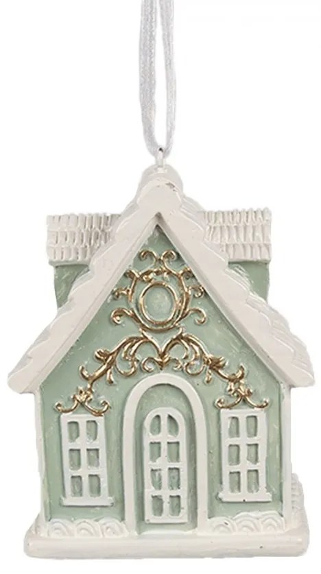 Zelená závesná vianočná ozdoba perníková chalúpka Gingerbread - 6*4*8 cm