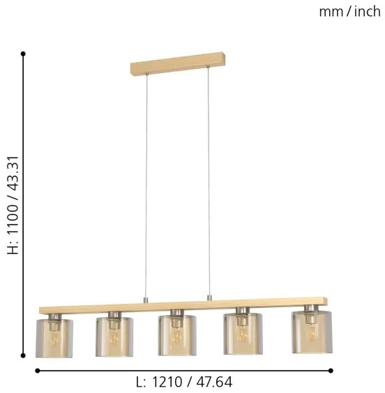 Eglo 901292 - Luster na lanku CASTRALVO 5xE27/28W/230V