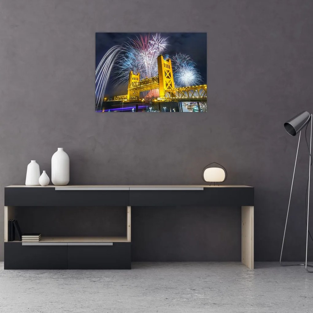 Sklenený obraz - Silvestrovská noc (70x50 cm)