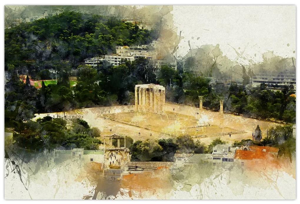 Obraz - Chrám Dia, Atény, Grécko (90x60 cm)