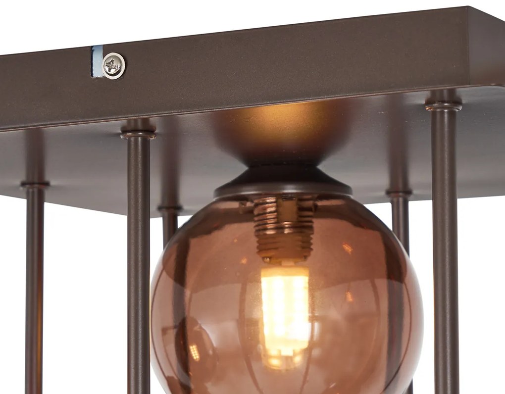 Dizajnové stropné svietidlo bronzové s bronzovým sklom 9-svetiel - Atény