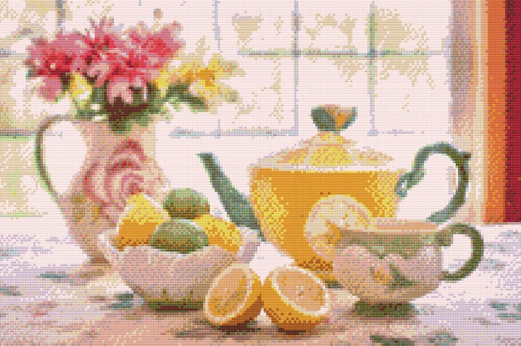 Gario Diamantové maľovanie Čaj o piatej Rozmery: 60 x 40 cm, Rámovanie: S vnútorným rámom, Diamanty: Okrúhle