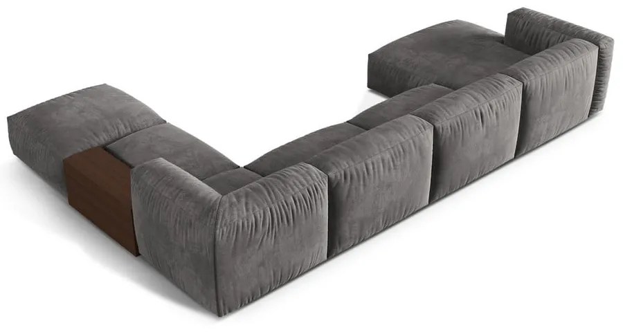 Sivá zamatová modulárna rohová pohovka (pravý roh/do tvaru "U") Martina – Micadoni