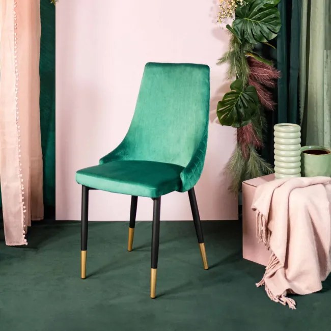 Stolička LOGAN zamatová zelená ALL 807829