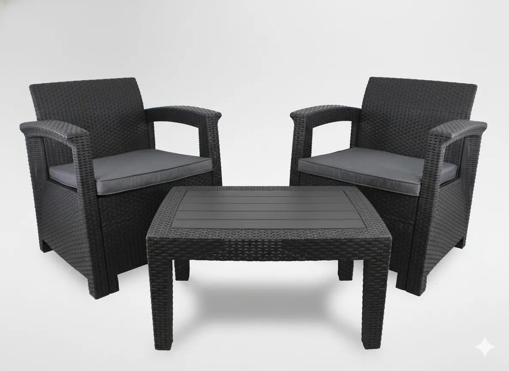 Garden Line ZÁHRADNÝ NÁBYTOK - ANTRACIT (2 KRESLÁ, STÔL)