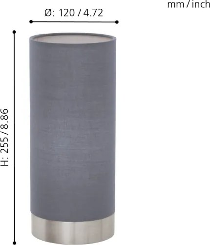 Eglo 95119 - Stmievateľná stolná lampa PASTERI 1xE27/60W/230V